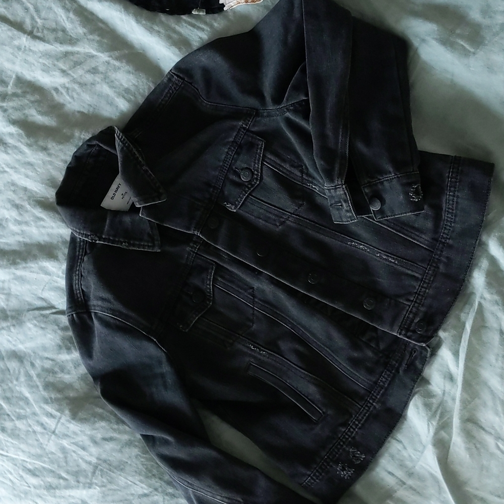 Petite black denim jacket